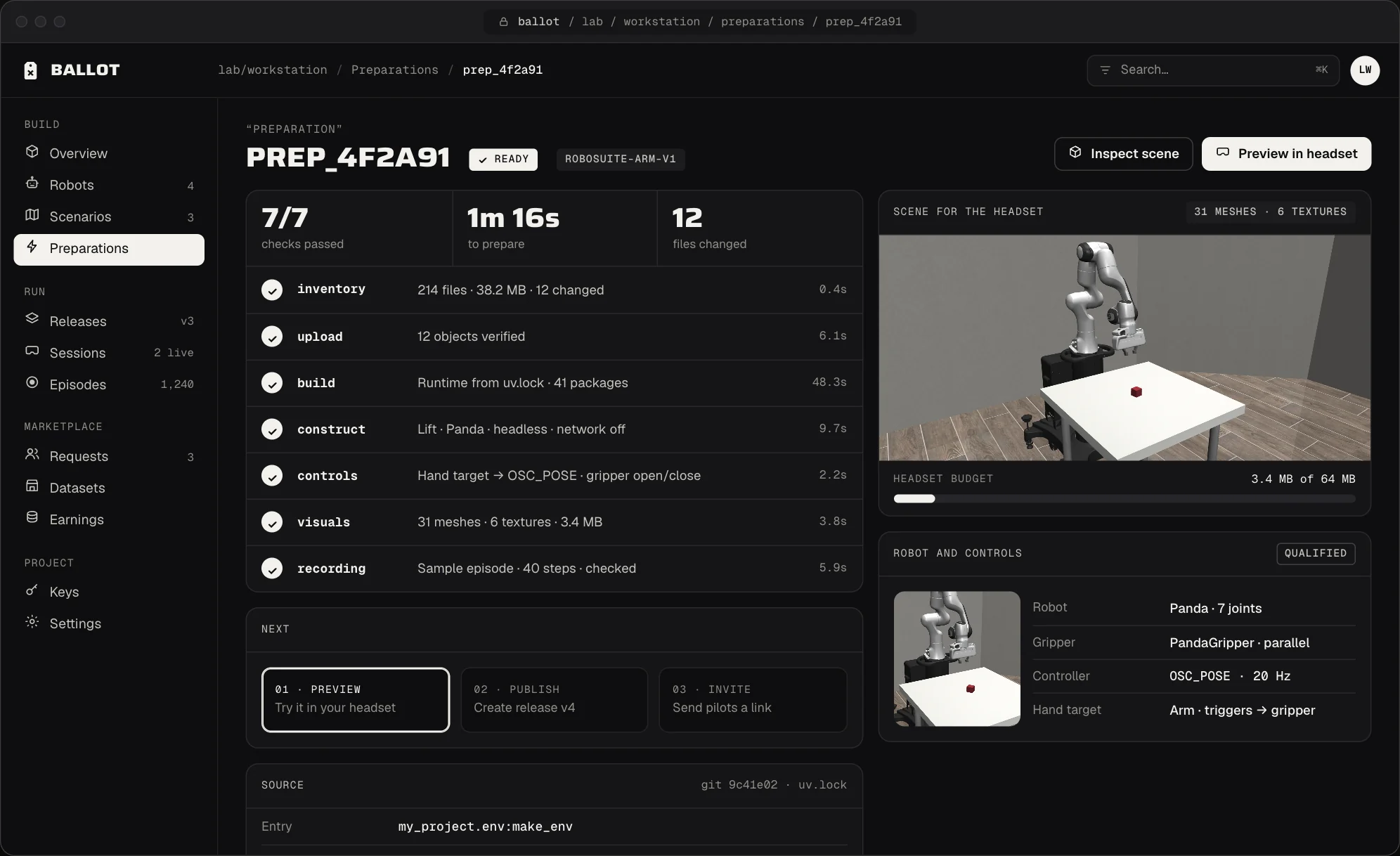 A passed preparation report in the Ballot dashboard.