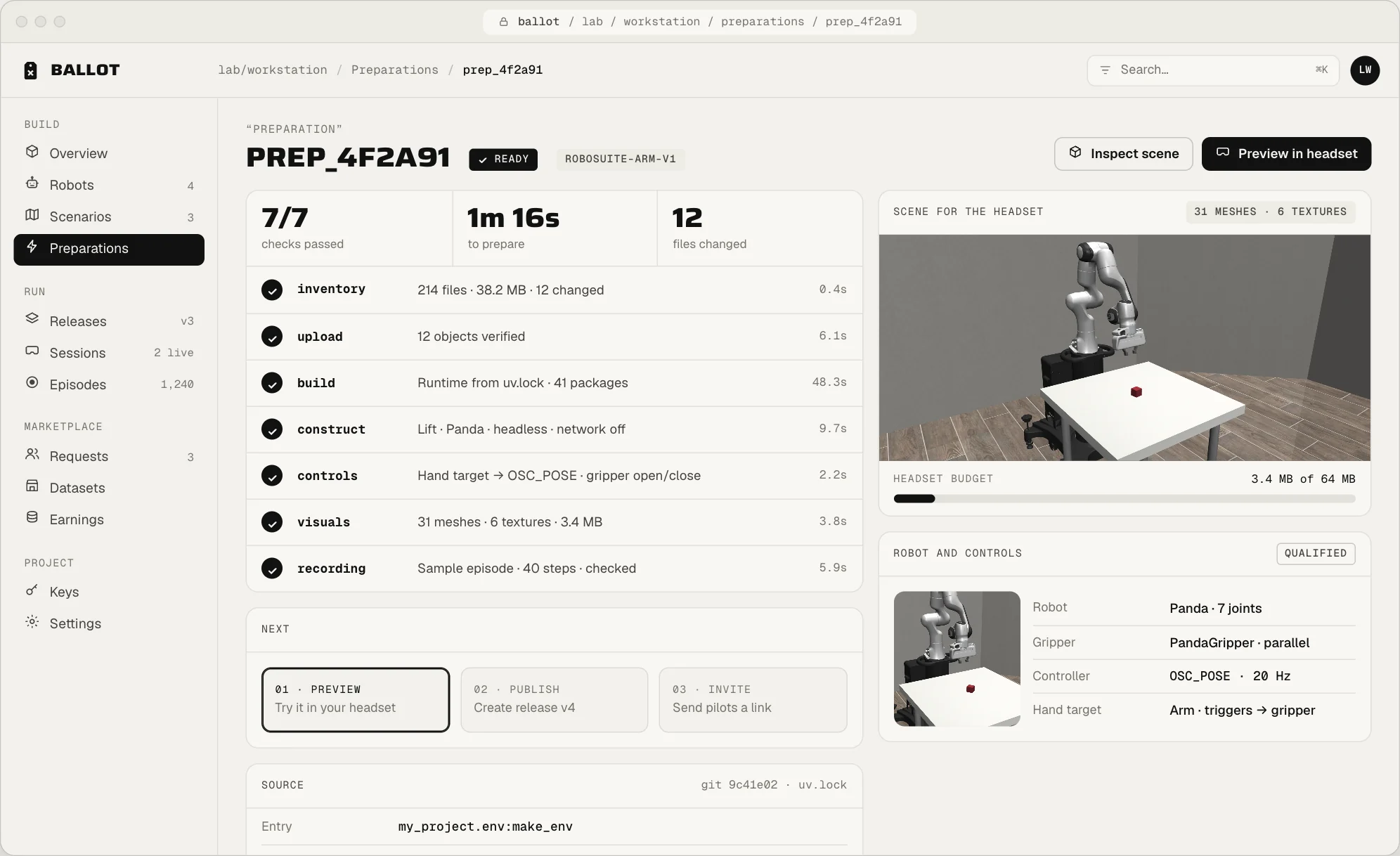 A passed preparation report in the Ballot dashboard.